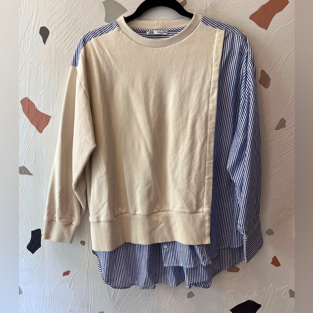 Zara Striped Contrast Sweatshirt size L
